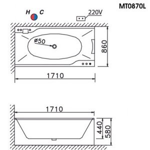 Bồn tắm massage Caesar MT0870L(R)