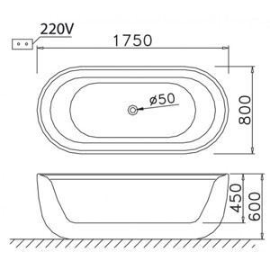 Bồn tắm nằm Caesar AT0770 (AT-0770) - có chân có yếm