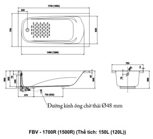 Bồn tắm Ocean Inax FBV-1700R