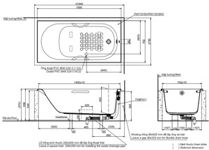 Bồn tắm xây Toto PAY1510HV#W/TVBF411