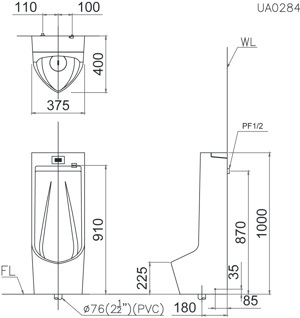 Bồn tiểu nam cảm ứng Caesar UA0284