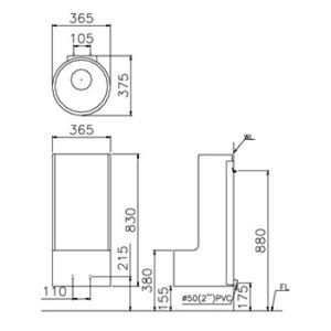 Bồn tiểu nam không dùng nước Caesar UF0286