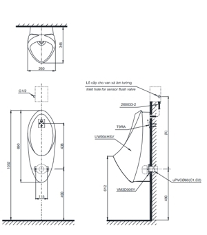 Bồn tiểu nam Toto UT904HN