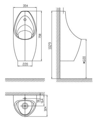 Bồn tiểu nam treo tường American Standard WP-6737