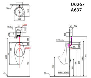 Bồn tiểu nam treo tường Caesar U0267