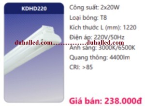 Bóng đèn Led Batten 2x20W Duhal KDHD220