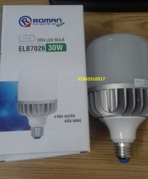 Bóng đèn LED Bulb trụ nhôm Roman ELB7026/30W