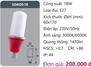 Bóng đèn led Duhal SDAD518 - 18W