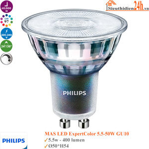 Bóng đèn led Philips Master GU10 - 5.5W , quang thông 400 lm