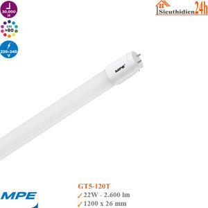 Bóng đèn LED tube T8 thủy tinh 22W – 1.2m, ánh sáng trắng MPE mã GT5-120T