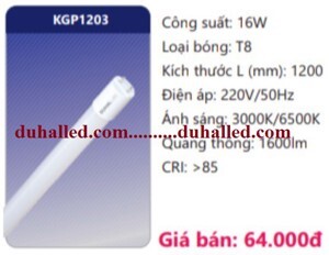 Bóng đèn Led tuýp thủy tinh 16W Duhal KGP1203