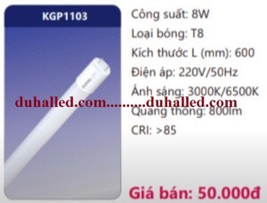 Bóng đèn Led tuýp thủy tinh 8W Duhal KGP1103