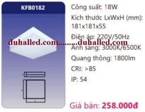 Bóng đèn ốp trần LED đế nhôm 18W Duhal KFB0182