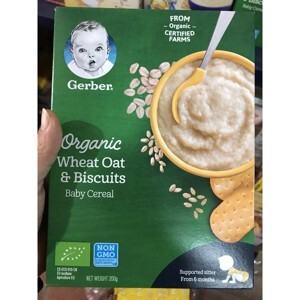 Bột ăn dặm Gerber Organic lúa mì yến mạch bánh quy 200g (Từ 6 tháng)