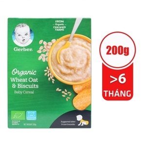 Bột ăn dặm Gerber Organic lúa mì yến mạch bánh quy 200g (Từ 6 tháng)