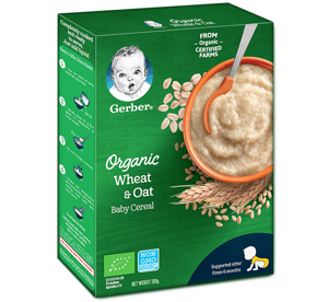 Bột ăn dặm Gerber Organic lúa mì yến mạch bánh quy 200g (Từ 6 tháng)