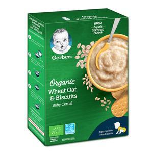 Bột ăn dặm Gerber Organic lúa mì yến mạch bánh quy 200g (Từ 6 tháng)