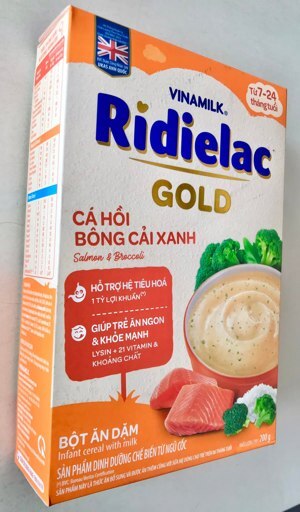 Bột ăn dặm Ridielac Gold cá hồi bông cải xanh - Hộp giấy 200g