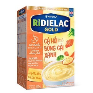 Bột ăn dặm Ridielac Gold cá hồi bông cải xanh - Hộp giấy 200g