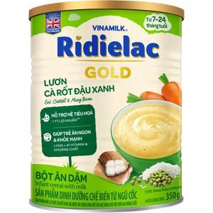 Bột ăn dặm Ridielac lươn cà rốt Đậu xanh cho trẻ từ 7-24 tháng 350g