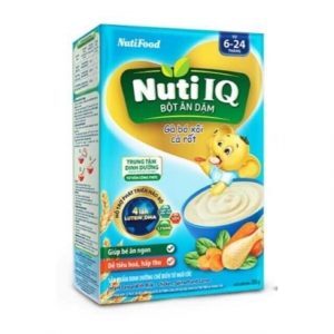 Bột ăn dặm vị gà, bó xôi, cà rốt NutiFood Nuti IQ - hộp 200g (dành cho trẻ từ 6-24 tháng tuổi)