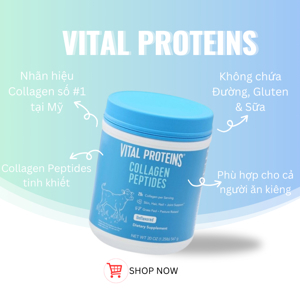 Bột collagen Vital Proteins Collagen Peptides Unflavored của Mỹ 680g