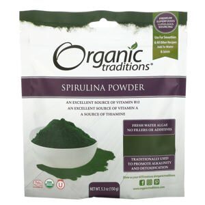 Bột tảo xoắn spirulina hữu cơ Organic Traditions 150g