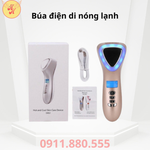 Búa massage mặt nóng lạnh, điện di làm trẻ hóa da ion D002 - 4in1, pin sạc