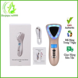 Búa massage mặt nóng lạnh, điện di làm trẻ hóa da ion D002 - 4in1, pin sạc