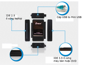 Cable USB -> IDE -> SATA Dtech 8003A