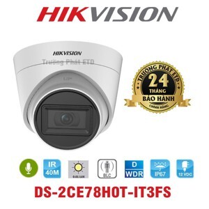 Camera Dome HD-TVI Hikvision DS-2CE78H0T-IT3FS - 5MP