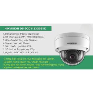 Camera dome IP 2MP Hikvision DS-2CD1123G0E-ID