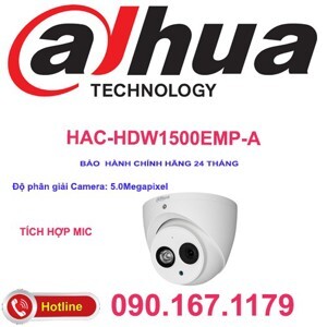 Camera HDCVI Dahua HAC-HDW1500EMP-A - 5MP