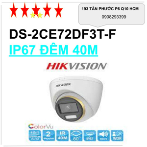 Camera HDTVI ColorVu Hikvision DS-2CE72DF3T-F - 2MP