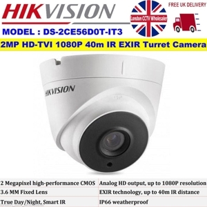 Camera HDTVI Dome Hikvision DS-2CE56D0T-IT3 (2.0MP)