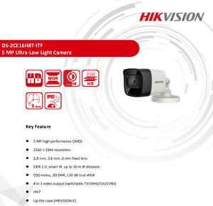 Camera HDTVI Hikvision DS-2CE16H8T-ITF - 5MP