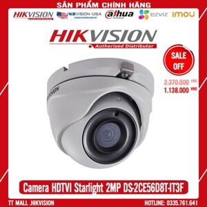 Camera HDTVI Hikvision DS-2CE56D8T-IT3F - 2MP