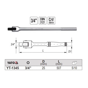 Cần xiết đầu lắc léo YATO YT-1345, 3/4"