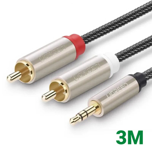 Cáp 3.5 ra 2-RCA cao cấp 3m Ugreen 20824