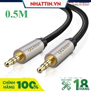 Cáp âm thanh 3.5mm dài 0.5M Ugreen 40778