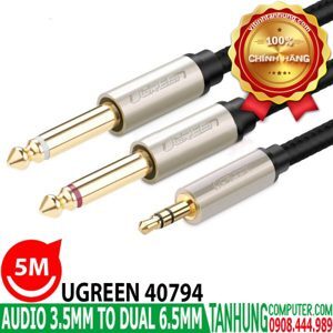 Cáp âm thanh 3.5mm sang 6.5mm dài 5m Ugreen 40794