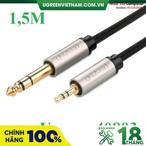 Cáp âm thanh 3.5mm to 6.5mm dài 1.5m Ugreen 40803