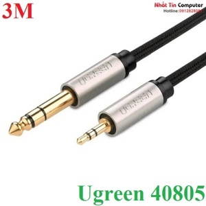 Cáp âm thanh Audio 3.5mm to 6.5mm dài 3m Ugreen 40805