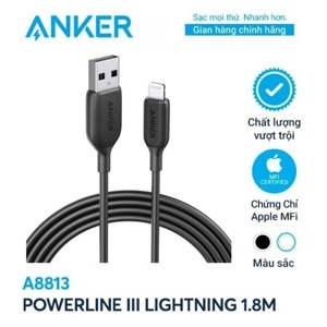 Cáp Anker PowerLine III Lightning  A8813 - Dài 1.8m