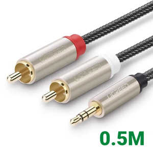 Cáp Audio 3.5mm To 2 RCA 0.5m Ugreen 20820 Mạ Vàng