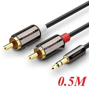 Cáp Audio 3.5mm To 2RCA hoa sen dài 0.5m UGREEN 20779