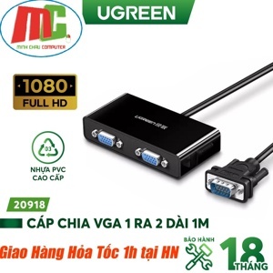 Cáp chia VGA 1 ra 2 Ugreen 20918  hỗ trợ Full HD