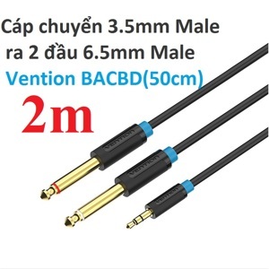 Cáp chuyển Audio 3.5mm to 2 cổng Audio 6.5mm Vention BACBD