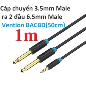 Cáp chuyển Audio 3.5mm to 2 cổng Audio 6.5mm Vention BACBD