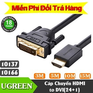 Cáp chuyển đổi HDMI to DVI 10m HD106 chính hãng Ugreen UG-10138 Cao cấp